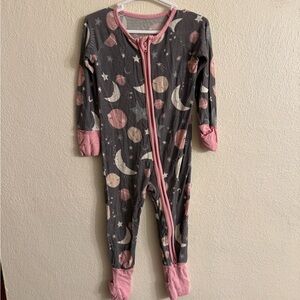 Little Sleepies Celestial Kids One Piece Footie - Gray and Pink